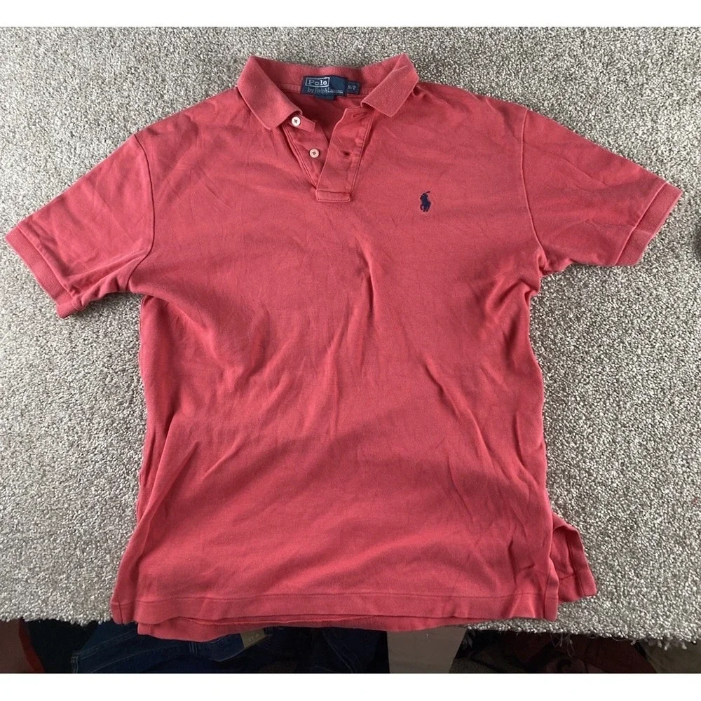 Polo Ralph Lauren Soft Touch Light Red Polo Shirt Mens S Blue Pony Preppy Work